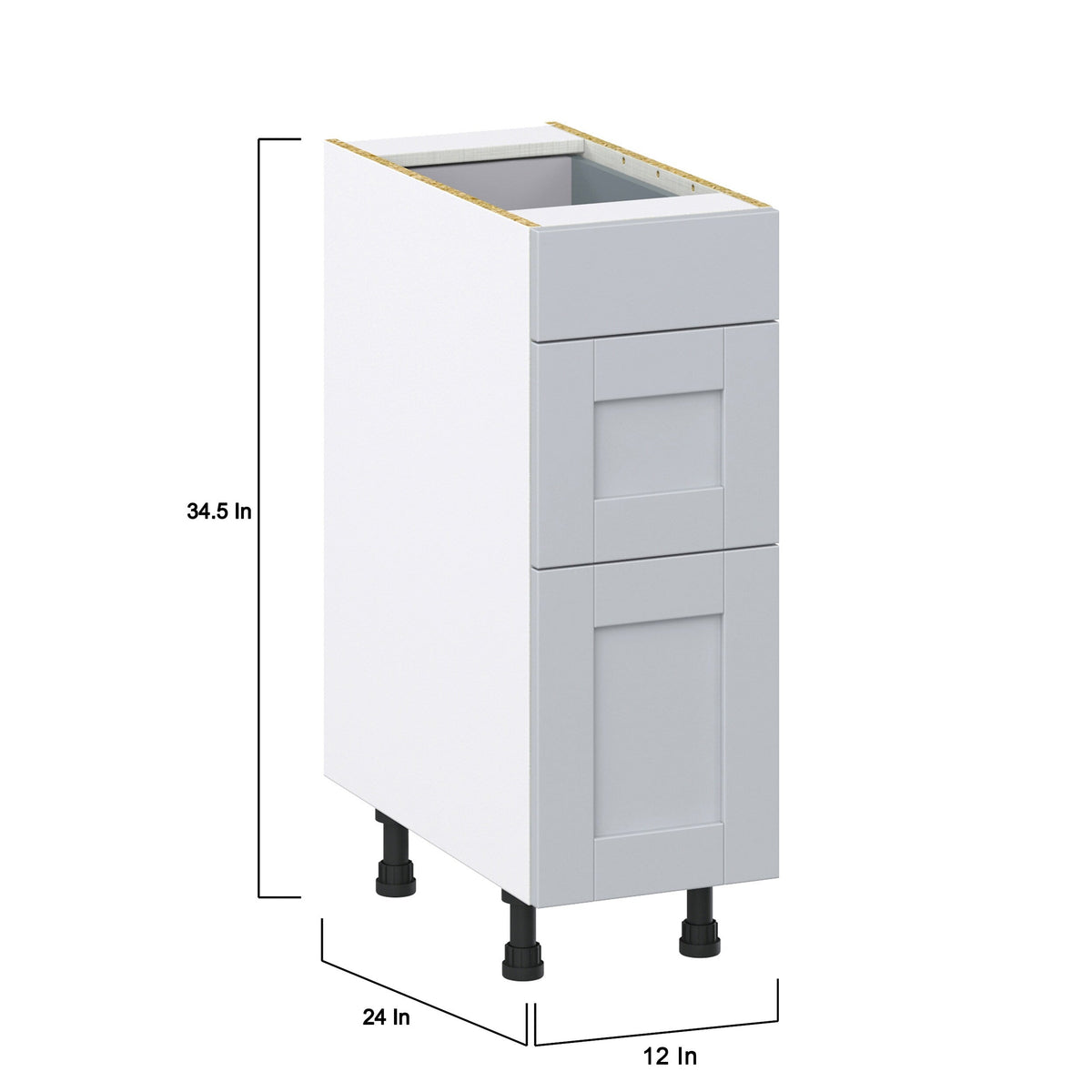 Hugo&Borg Charlesberg 12-in W x 34.5-in H x 24-in D Gray 3-Drawer Base Fully Assembled Cabinet (Recessed Panel Style)