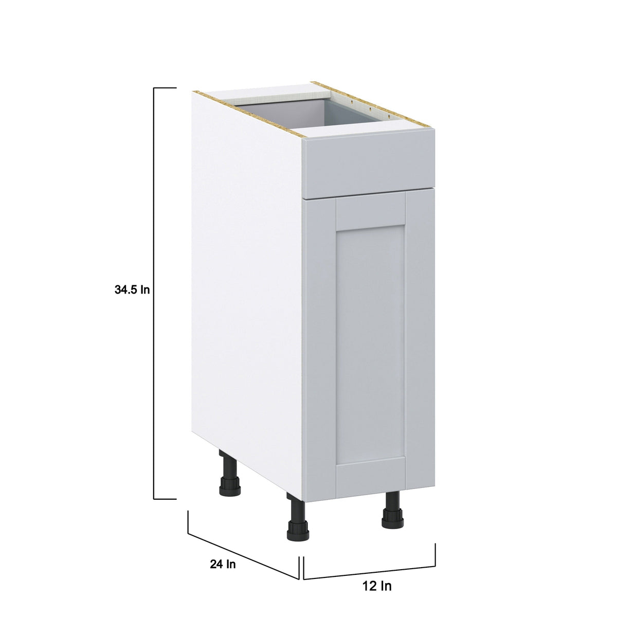 Hugo&Borg Charlesberg 12-in W x 34.5-in H x 24-in D Gray 1-Drawer Base Fully Assembled Cabinet (Recessed Panel Shaker Style)
