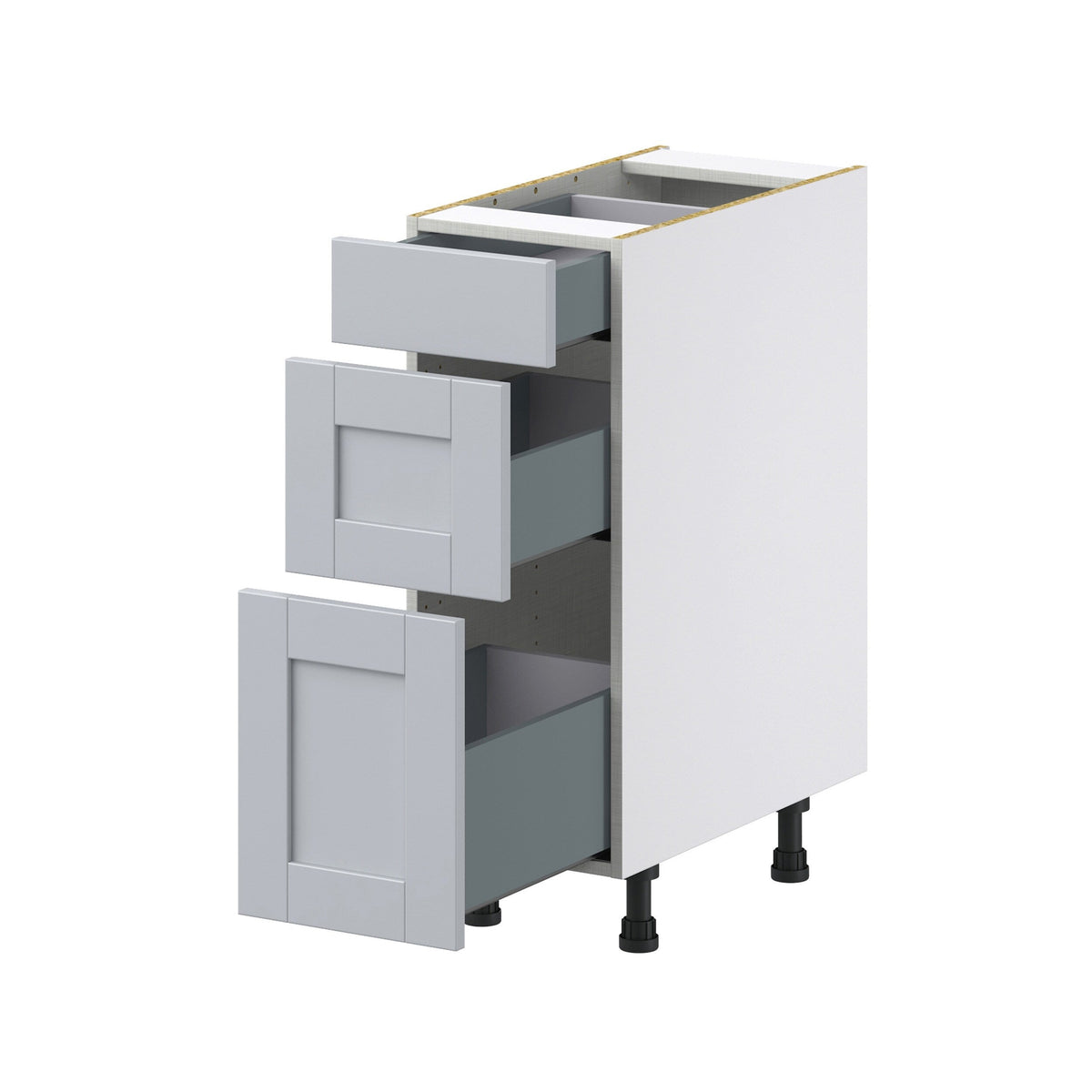 Hugo&Borg Charlesberg 12-in W x 34.5-in H x 24-in D Gray 3-Drawer Base Fully Assembled Cabinet (Recessed Panel Style)
