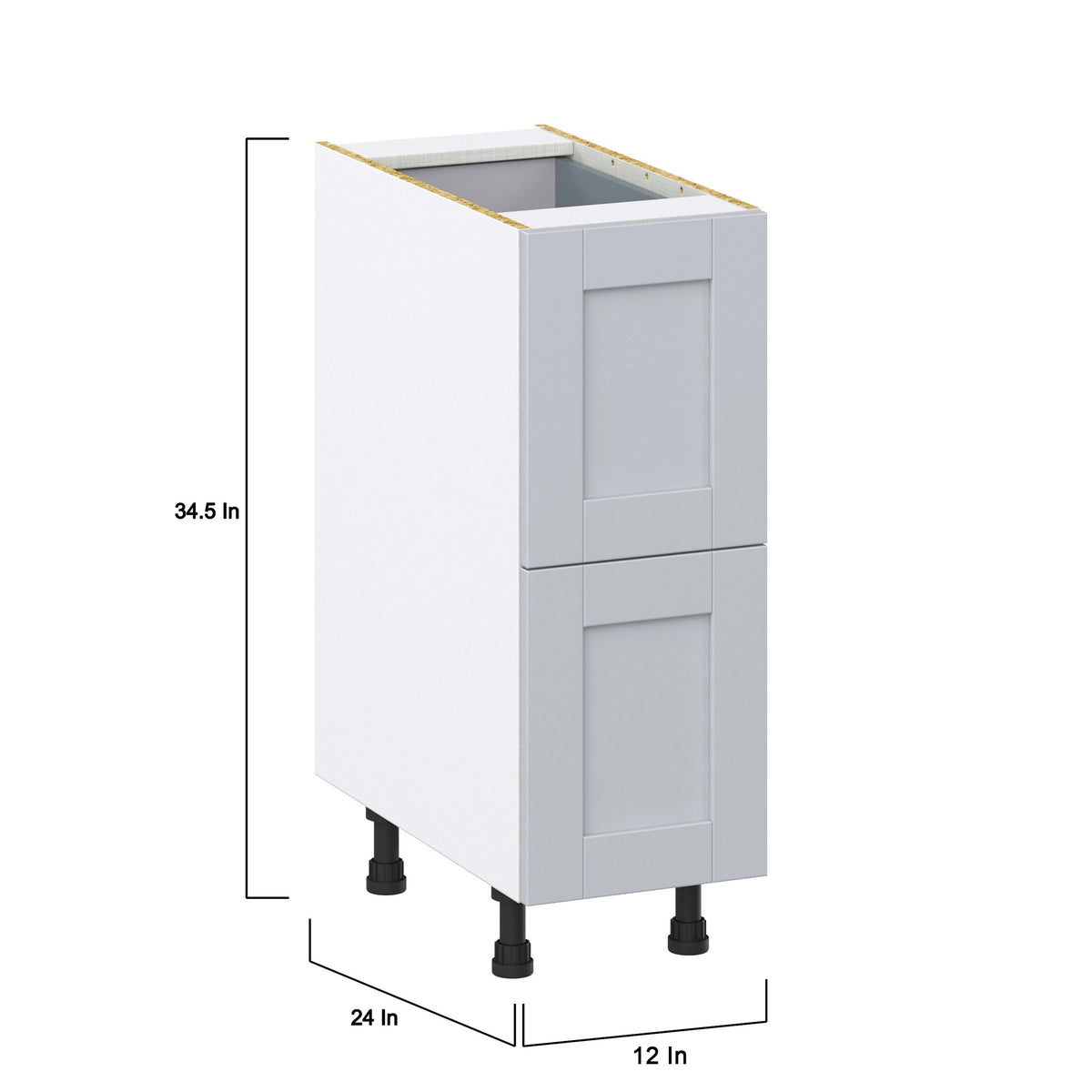 Hugo&Borg Charlesberg 12-in W x 34.5-in H x 24-in D Gray 3-Drawer Base Fully Assembled Cabinet (Recessed Panel Style)