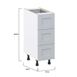 Hugo&Borg Charlesberg 12-in W x 34.5-in H x 24-in D Gray 4-Drawer Base Fully Assembled Cabinet (Recessed Panel Style)