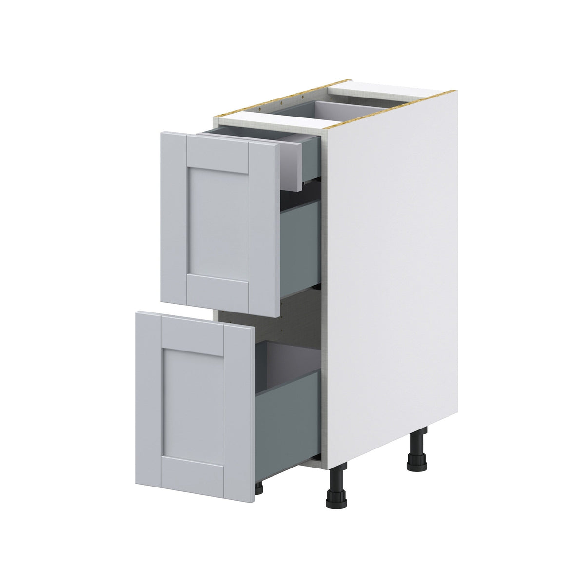 Hugo&Borg Charlesberg 12-in W x 34.5-in H x 24-in D Gray 3-Drawer Base Fully Assembled Cabinet (Recessed Panel Style)