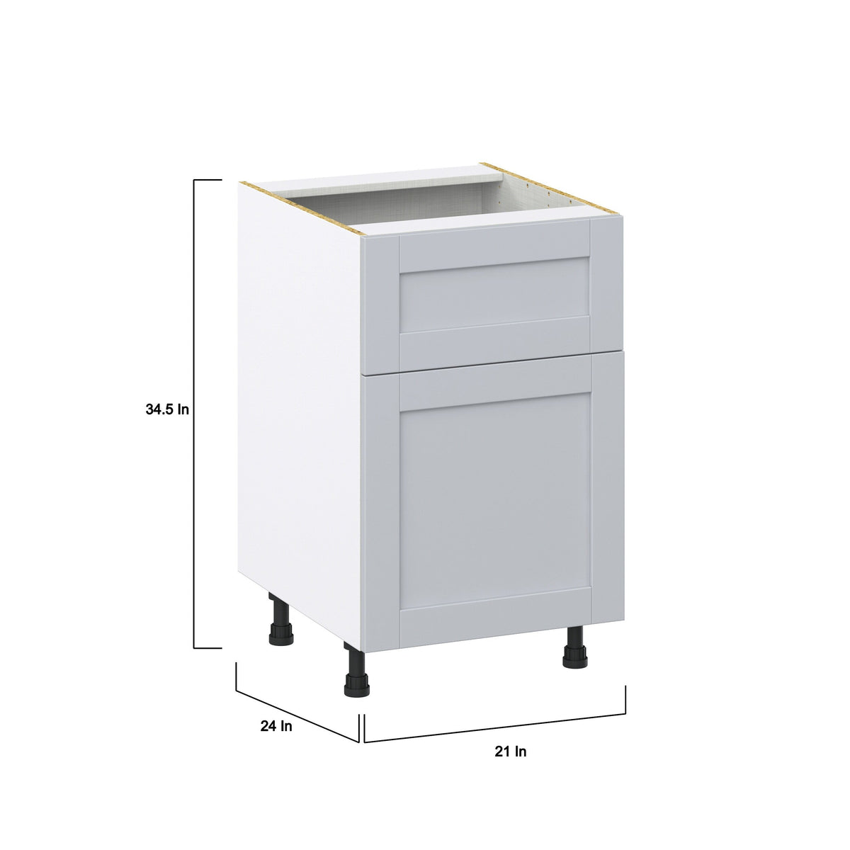 Hugo&Borg Charlesberg 21-in W x 34.5-in H x 25-in D Gray 1-Drawer Base Fully Assembled Cabinet (Recessed Panel Shaker Style)