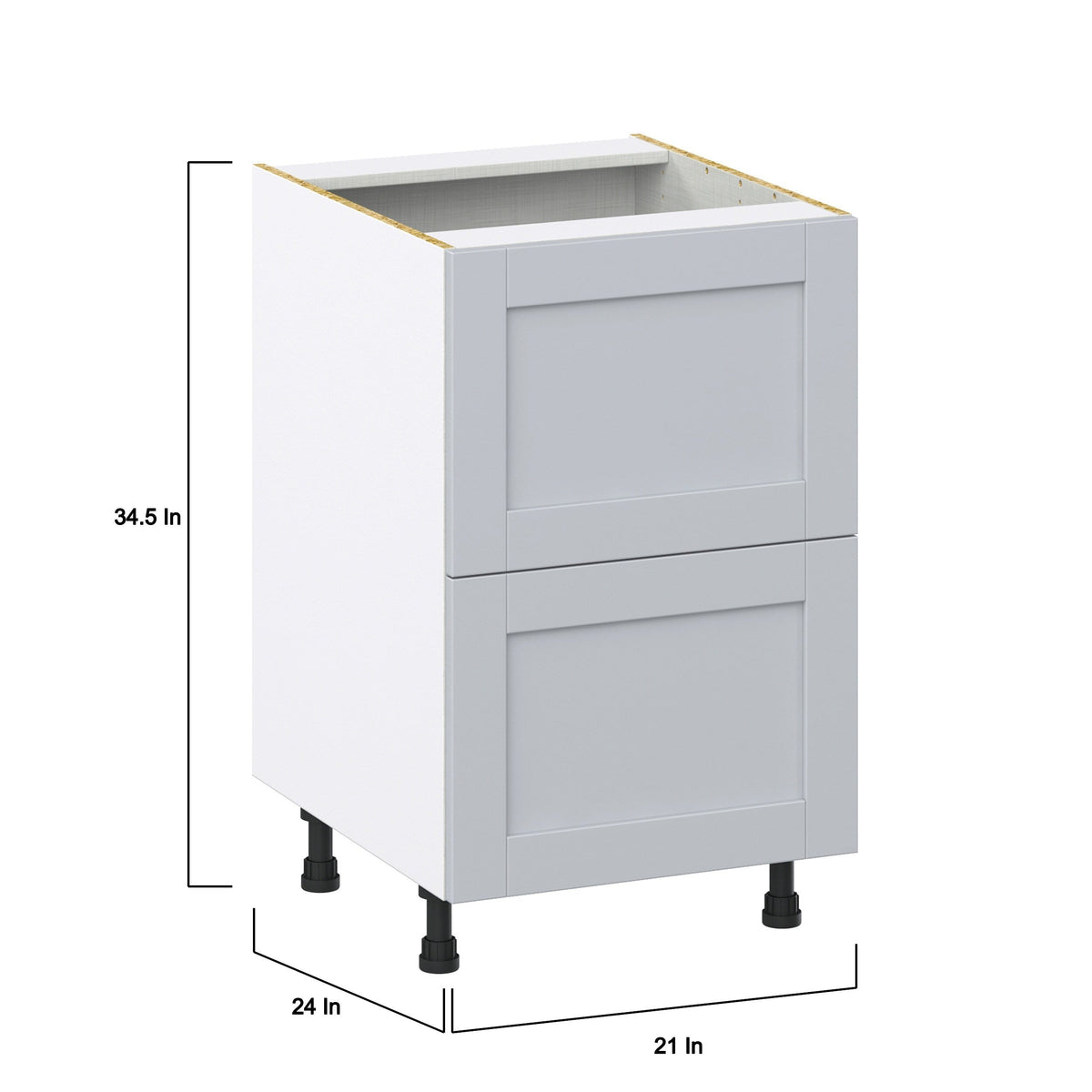 Hugo&Borg Charlesberg 21-in W x 34.5-in H x 24-in D Gray 2-Drawer Base Fully Assembled Cabinet (Recessed Panel Style)