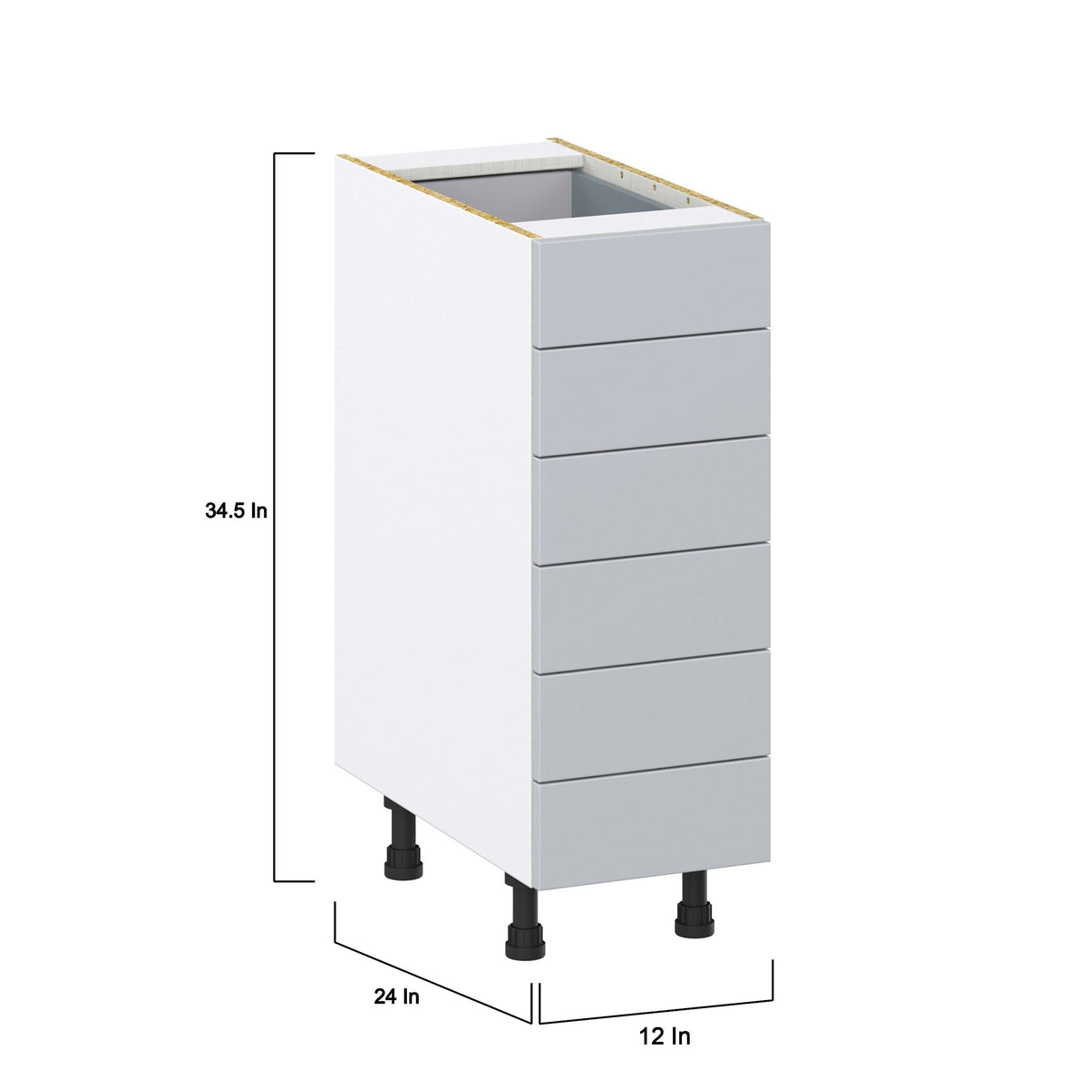 Hugo&Borg Charlesberg 12-in W x 34.5-in H x 24-in D Gray 6-Drawer Base Fully Assembled Cabinet (Recessed Panel Style)