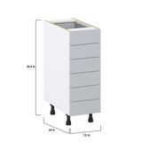 Hugo&Borg Charlesberg 12-in W x 34.5-in H x 24-in D Gray 6-Drawer Base Fully Assembled Cabinet (Recessed Panel Style)