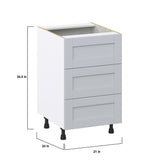 Hugo&Borg Charlesberg 21-in W x 34.5-in H x 24-in D Gray 3-Drawer Base Fully Assembled Cabinet (Recessed Panel Style)