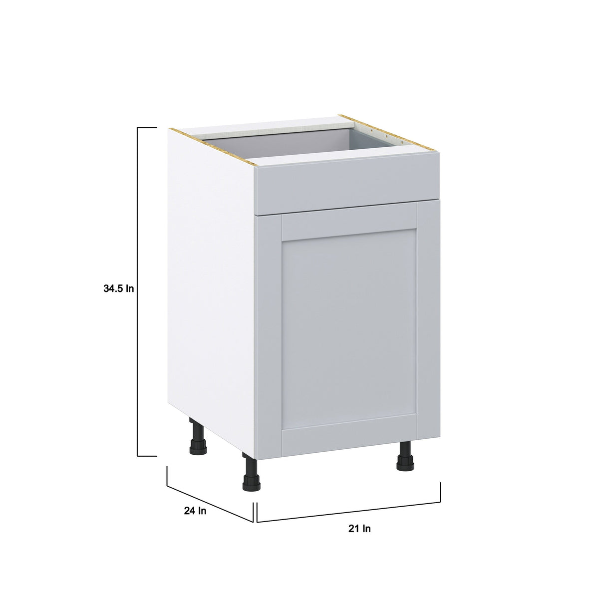 Hugo&Borg Charlesberg 21-in W x 34.5-in H x 24-in D Gray 1-Drawer Base Fully Assembled Cabinet (Recessed Panel Shaker Style)