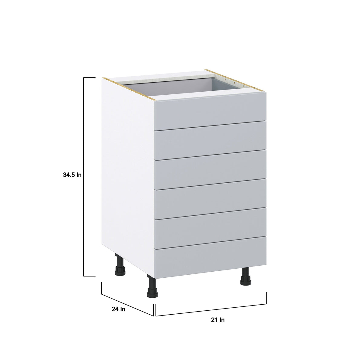 Hugo&Borg Charlesberg 21-in W x 34.5-in H x 24-in D Gray 6-Drawer Base Fully Assembled Cabinet (Recessed Panel Style)
