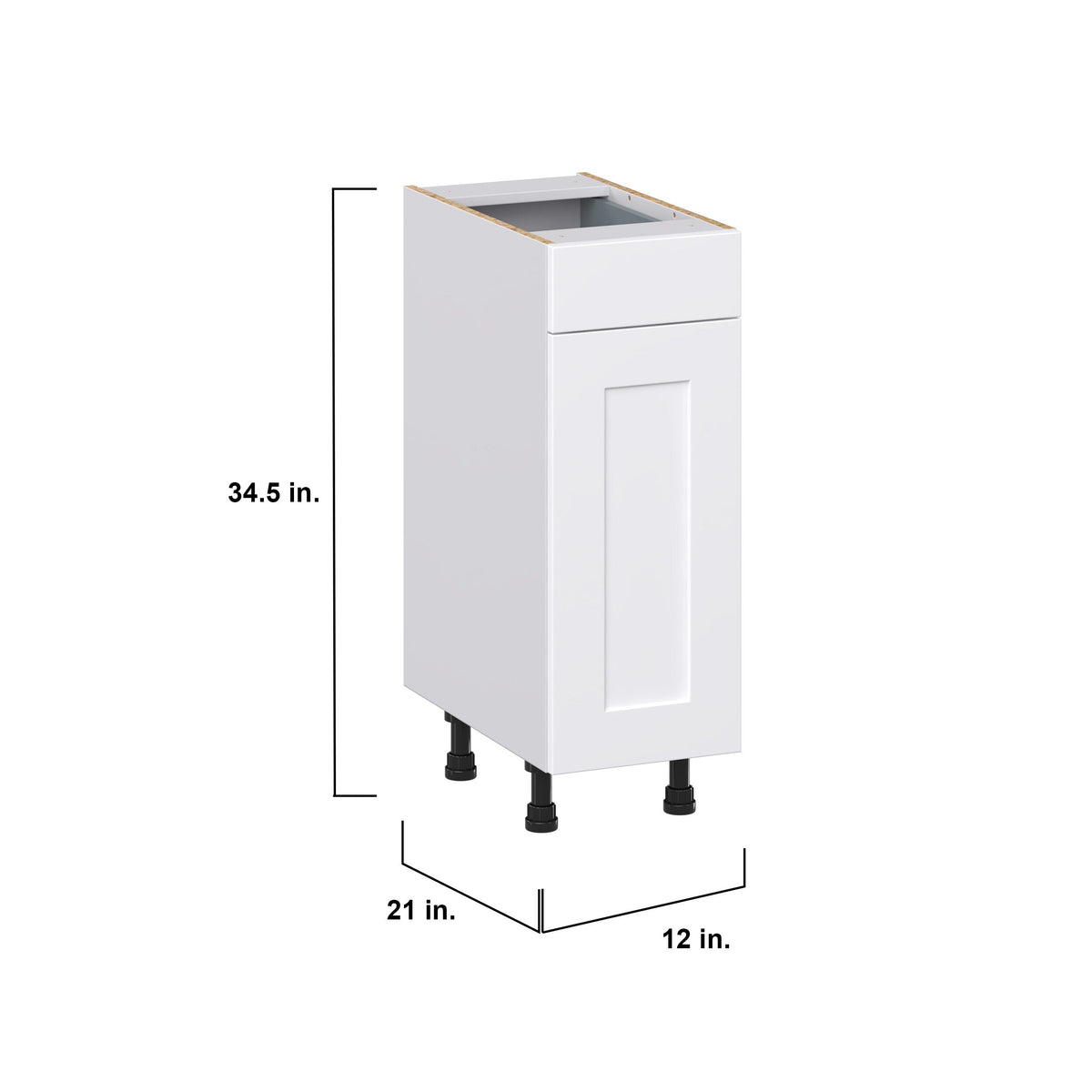 Hugo&Borg Jolie 12-in W x 34.5-in H x 21-in D Warm White 1-Drawer Base Fully Assembled Cabinet (Recessed Panel Shaker Style)