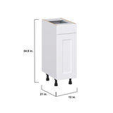 Hugo&Borg Jolie 12-in W x 34.5-in H x 21-in D Warm White 1-Drawer Base Fully Assembled Cabinet (Recessed Panel Shaker Style)