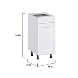 Hugo&Borg Jolie 15-in W x 34.5-in H x 21-in D Warm White 1-Drawer Base Fully Assembled Cabinet (Recessed Panel Shaker Style)