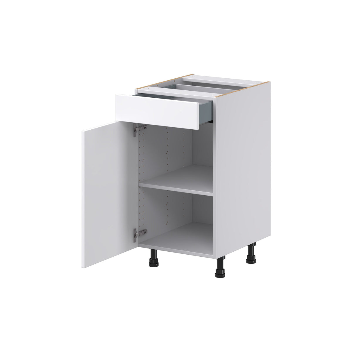 Hugo&Borg Jolie 18-in W x 34.5-in H x 21-in D Warm White 1-Drawer Base Fully Assembled Cabinet (Recessed Panel Shaker Style)