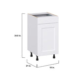 Hugo&Borg Jolie 18-in W x 34.5-in H x 21-in D Warm White 1-Drawer Base Fully Assembled Cabinet (Recessed Panel Shaker Style)