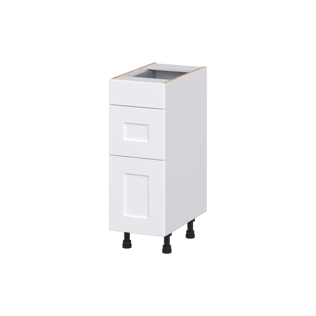 Hugo&Borg Jolie 12-in W x 34.5-in H x 21-in D Warm White 3-Drawer Base Fully Assembled Cabinet (Recessed Panel Style)