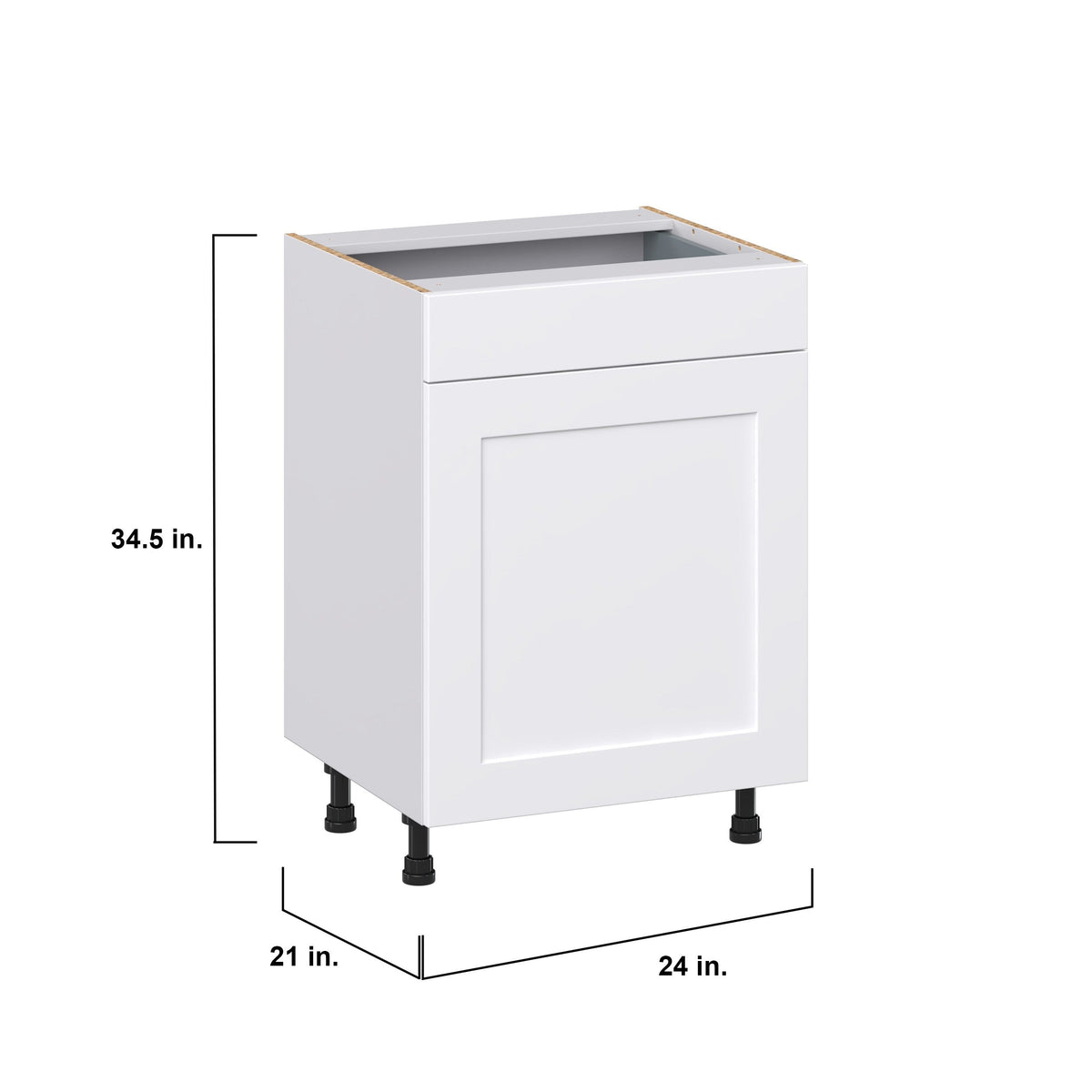 Hugo&Borg Jolie 24-in W x 34.5-in H x 21-in D Warm White 1-Drawer Base Fully Assembled Cabinet (Recessed Panel Shaker Style)
