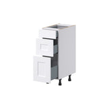Hugo&Borg Jolie 12-in W x 34.5-in H x 21-in D Warm White 3-Drawer Base Fully Assembled Cabinet (Recessed Panel Style)