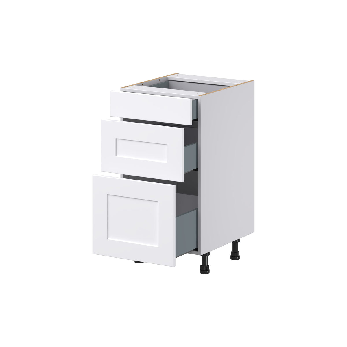 Hugo&Borg Jolie 18-in W x 34.5-in H x 21-in D Warm White 3-Drawer Base Fully Assembled Cabinet (Recessed Panel Style)