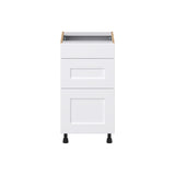 Hugo&Borg Jolie 18-in W x 34.5-in H x 21-in D Warm White 3-Drawer Base Fully Assembled Cabinet (Recessed Panel Style)