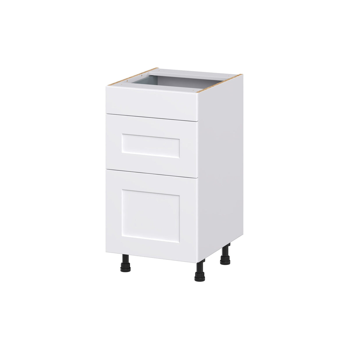 Hugo&Borg Jolie 18-in W x 34.5-in H x 21-in D Warm White 3-Drawer Base Fully Assembled Cabinet (Recessed Panel Style)