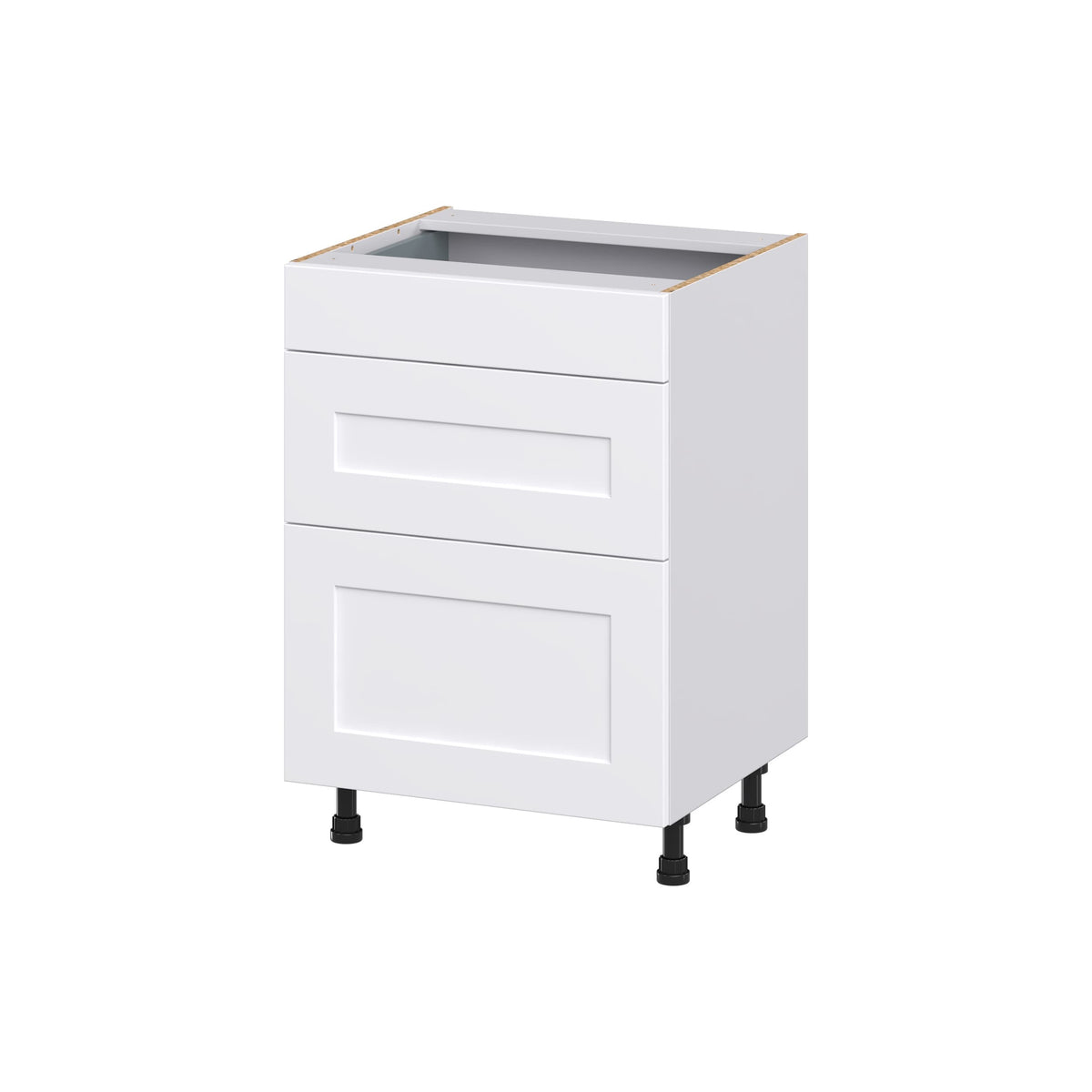 Hugo&Borg Jolie 24-in W x 34.5-in H x 21-in D Warm White 3-Drawer Base Fully Assembled Cabinet (Recessed Panel Style)