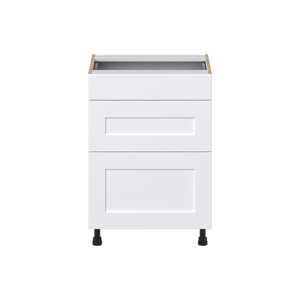 Hugo&Borg Jolie 24-in W x 34.5-in H x 21-in D Warm White 3-Drawer Base Fully Assembled Cabinet (Recessed Panel Style)
