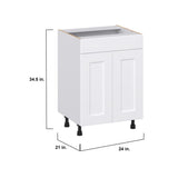 Hugo&Borg Jolie 24-in W x 34.5-in H x 21-in D Warm White Sink Base Fully Assembled Cabinet (Recessed Panel Shaker Style)