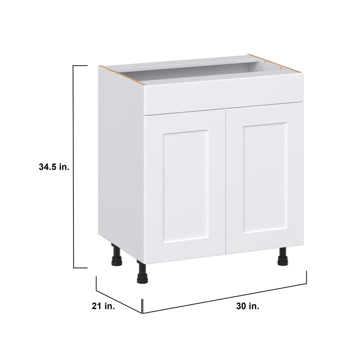 Hugo&Borg Jolie 30-in W x 34.5-in H x 21-in D Warm White Sink Base Fully Assembled Cabinet (Recessed Panel Shaker Style)