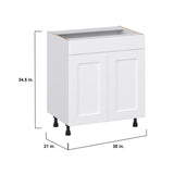 Hugo&Borg Jolie 30-in W x 34.5-in H x 21-in D Warm White Sink Base Fully Assembled Cabinet (Recessed Panel Shaker Style)