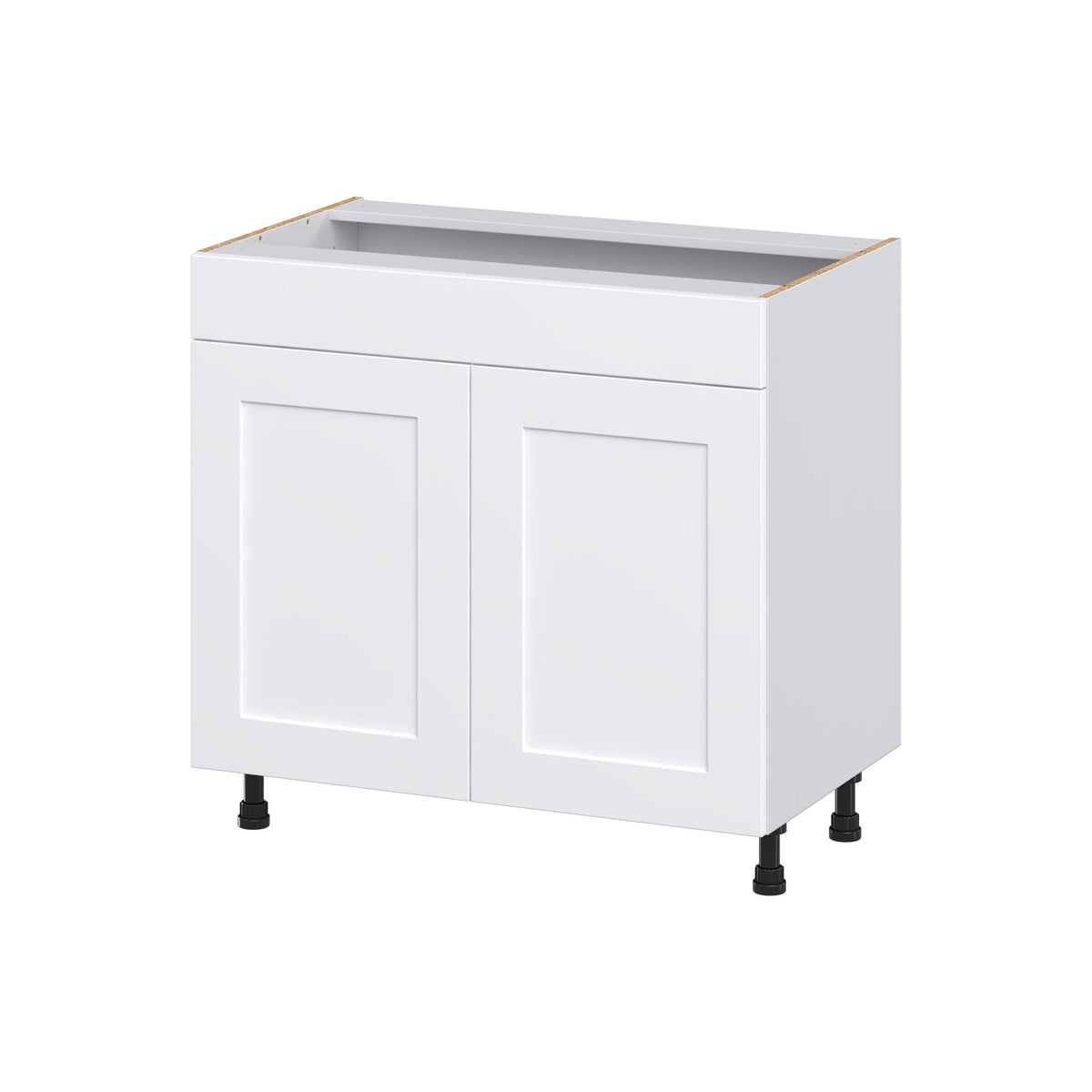 Hugo&Borg Jolie 36-in W x 34.5-in H x 21-in D Warm White Sink Base Fully Assembled Cabinet (Recessed Panel Shaker Style)