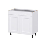 Hugo&Borg Jolie 36-in W x 34.5-in H x 21-in D Warm White Sink Base Fully Assembled Cabinet (Recessed Panel Shaker Style)