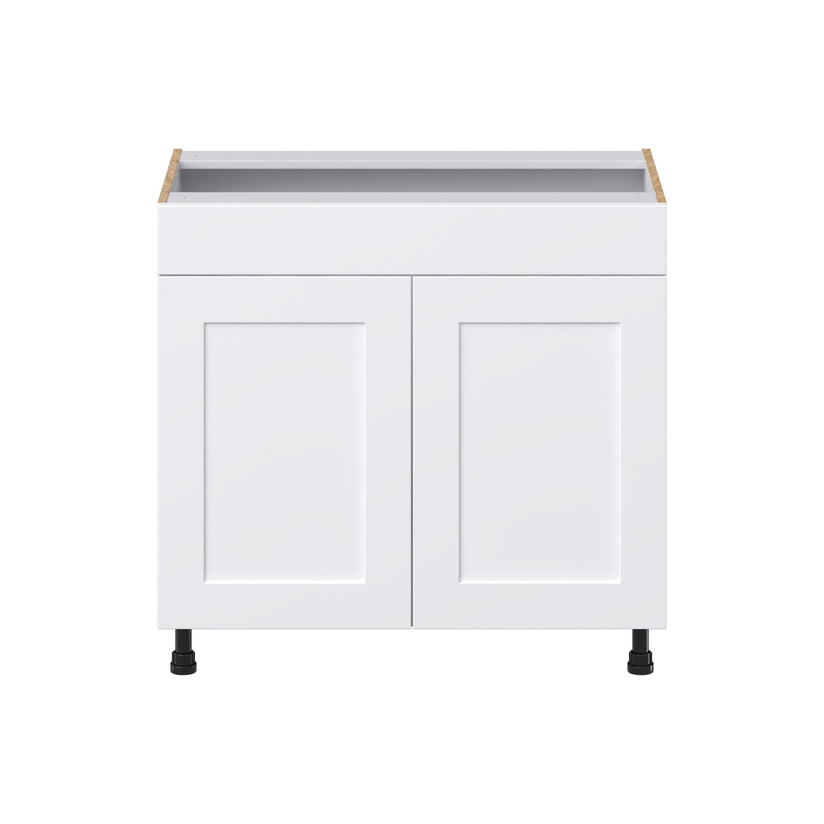 Hugo&Borg Jolie 36-in W x 34.5-in H x 21-in D Warm White Sink Base Fully Assembled Cabinet (Recessed Panel Shaker Style)