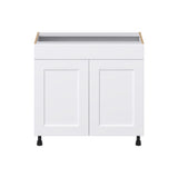 Hugo&Borg Jolie 36-in W x 34.5-in H x 21-in D Warm White Sink Base Fully Assembled Cabinet (Recessed Panel Shaker Style)