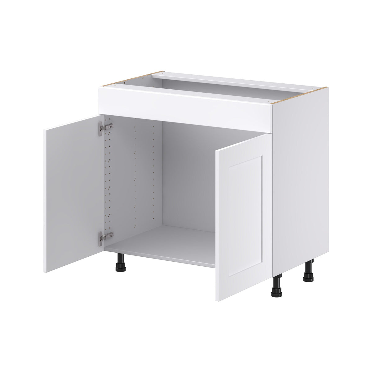 Hugo&Borg Jolie 36-in W x 34.5-in H x 21-in D Warm White Sink Base Fully Assembled Cabinet (Recessed Panel Shaker Style)