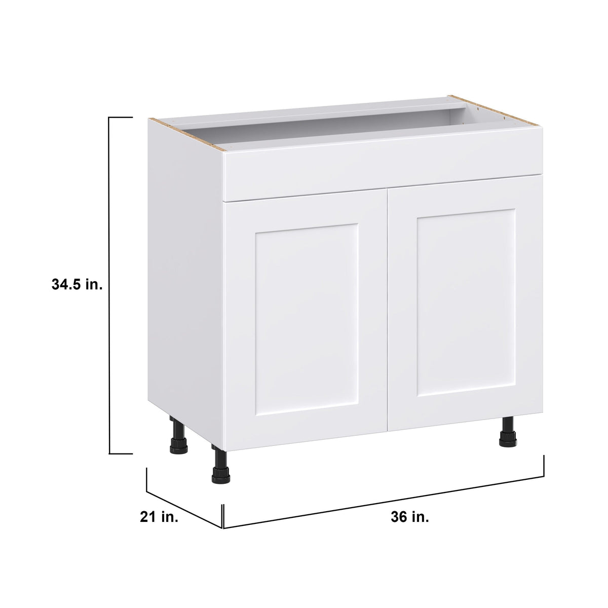 Hugo&Borg Jolie 36-in W x 34.5-in H x 21-in D Warm White Sink Base Fully Assembled Cabinet (Recessed Panel Shaker Style)