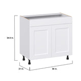 Hugo&Borg Jolie 36-in W x 34.5-in H x 21-in D Warm White Sink Base Fully Assembled Cabinet (Recessed Panel Shaker Style)