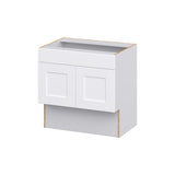 Hugo&Borg Jolie 30-in W x 30-in H x 21-in D Warm White Sink Base Fully Assembled Cabinet (Recessed Panel Shaker Style)