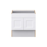 Hugo&Borg Jolie 30-in W x 30-in H x 21-in D Warm White Sink Base Fully Assembled Cabinet (Recessed Panel Shaker Style)