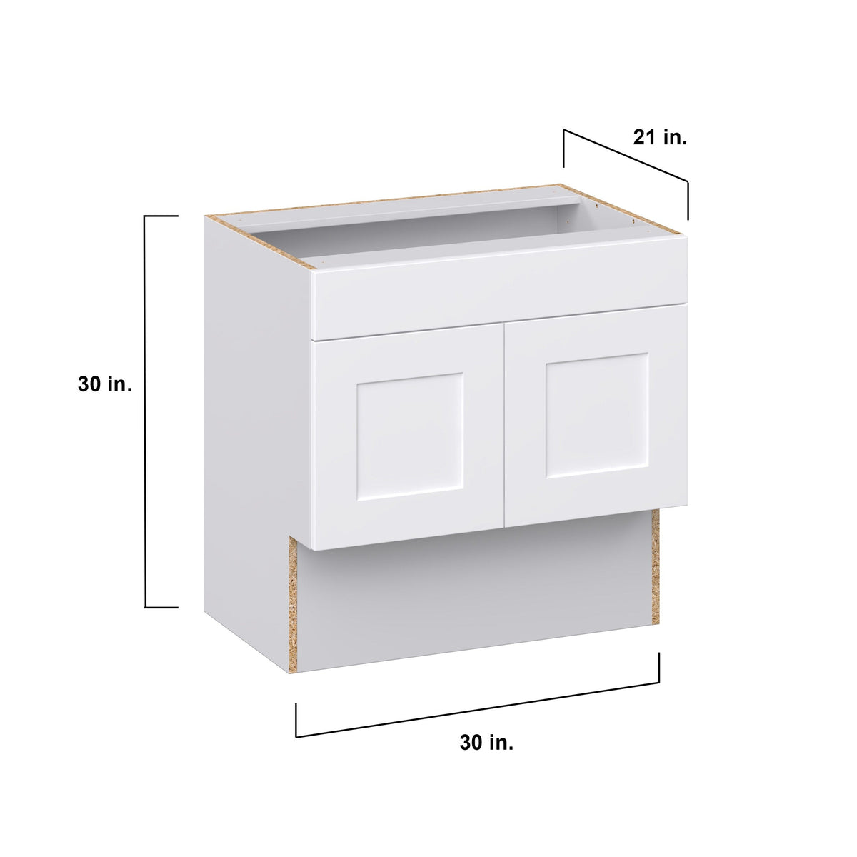 Hugo&Borg Jolie 30-in W x 30-in H x 21-in D Warm White Sink Base Fully Assembled Cabinet (Recessed Panel Shaker Style)