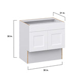 Hugo&Borg Jolie 30-in W x 30-in H x 21-in D Warm White Sink Base Fully Assembled Cabinet (Recessed Panel Shaker Style)