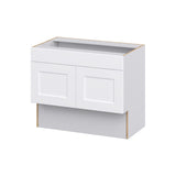 Hugo&Borg Jolie 36-in W x 30-in H x 21-in D Warm White Sink Base Fully Assembled Cabinet (Recessed Panel Shaker Style)