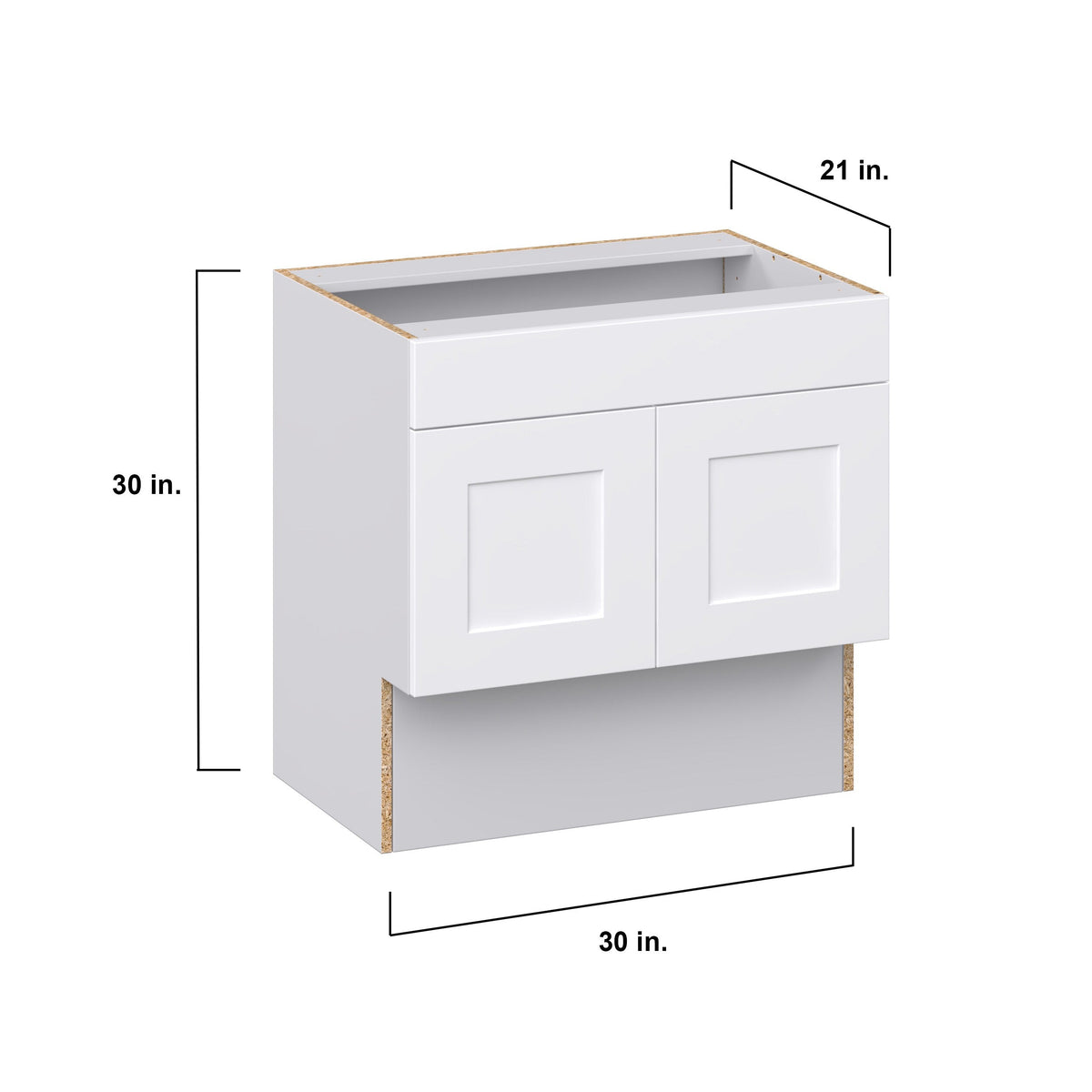 Hugo&Borg Jolie 30-in W x 30-in H x 21-in D Warm White Base Fully Assembled Cabinet (Recessed Panel Shaker Door Style)