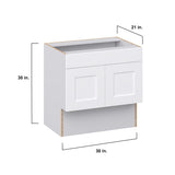Hugo&Borg Jolie 30-in W x 30-in H x 21-in D Warm White Base Fully Assembled Cabinet (Recessed Panel Shaker Door Style)