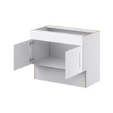 Hugo&Borg Jolie 36-in W x 30-in H x 21-in D Warm White Sink Base Fully Assembled Cabinet (Recessed Panel Shaker Style)