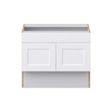 Hugo&Borg Jolie 36-in W x 30-in H x 21-in D Warm White Sink Base Fully Assembled Cabinet (Recessed Panel Shaker Style)