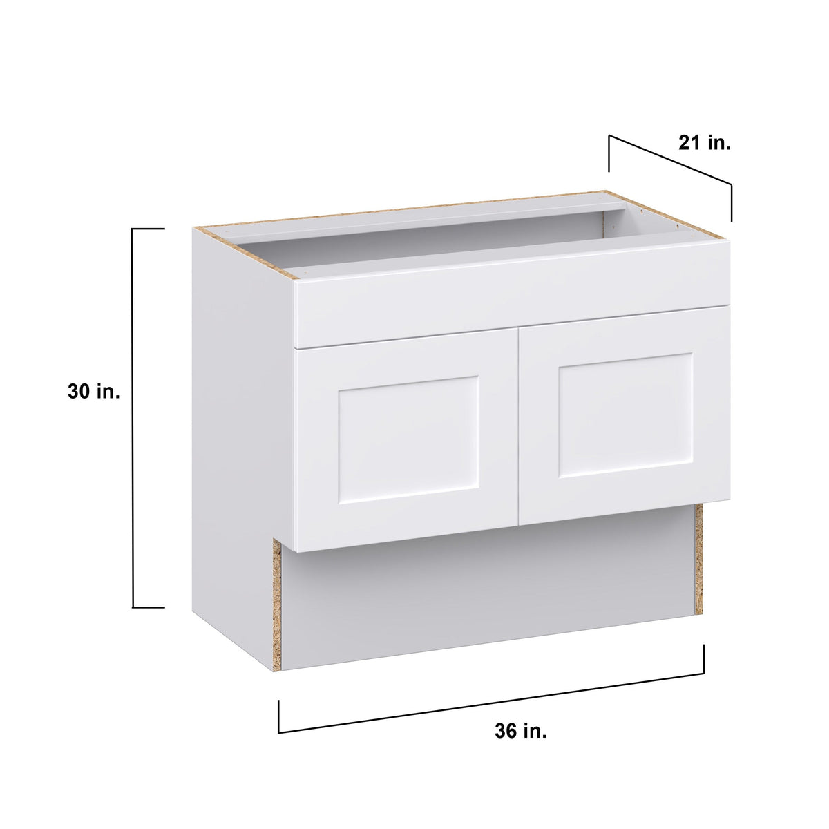 Hugo&Borg Jolie 36-in W x 30-in H x 21-in D Warm White Sink Base Fully Assembled Cabinet (Recessed Panel Shaker Style)