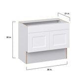 Hugo&Borg Jolie 36-in W x 30-in H x 21-in D Warm White Sink Base Fully Assembled Cabinet (Recessed Panel Shaker Style)