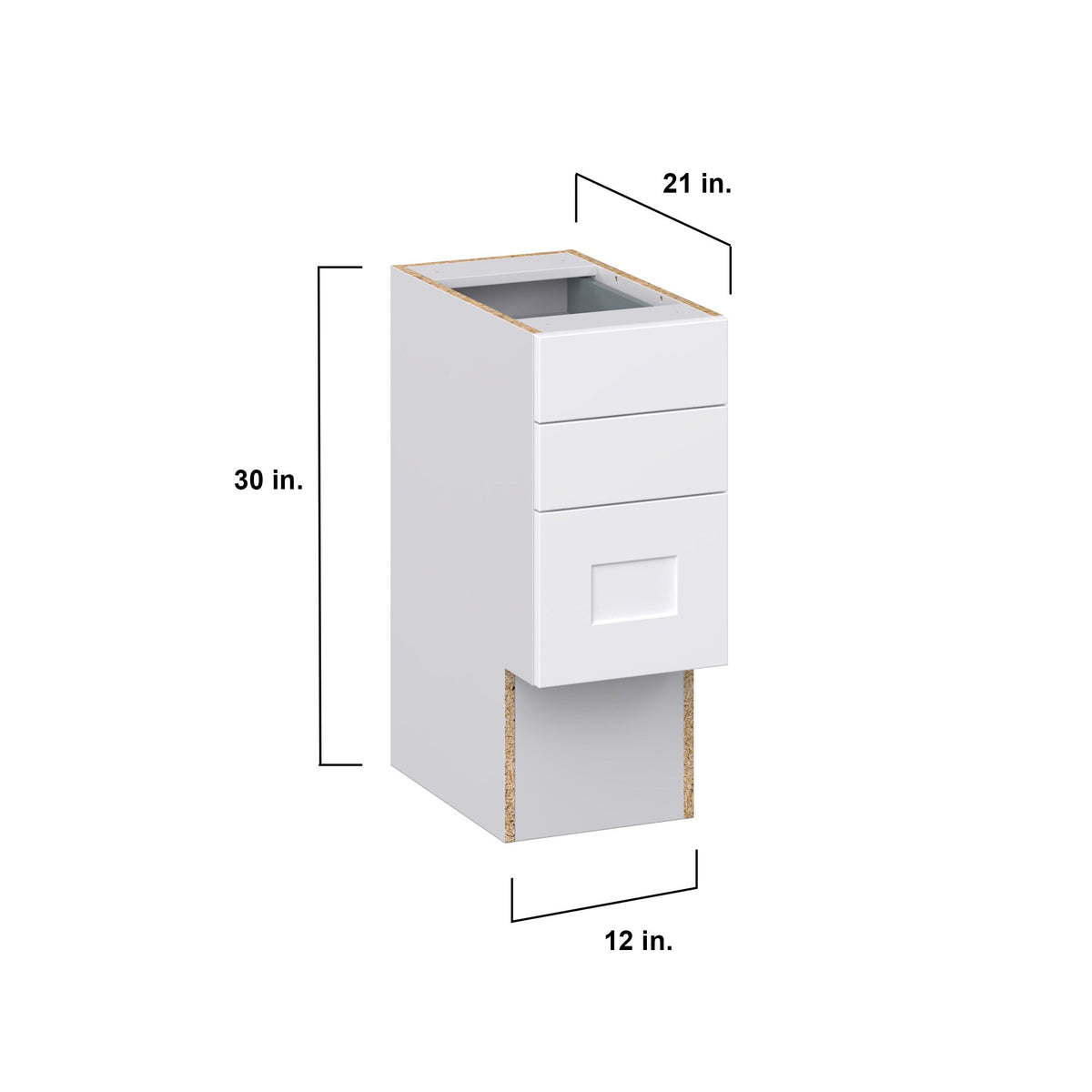 Hugo&Borg Jolie 12-in W x 30-in H x 21-in D Warm White 4-Drawer Base Fully Assembled Cabinet (Recessed Panel Style)