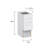 Hugo&Borg Jolie 12-in W x 30-in H x 21-in D Warm White 4-Drawer Base Fully Assembled Cabinet (Recessed Panel Style)