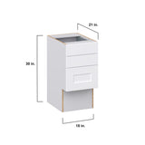 Hugo&Borg Jolie 15-in W x 30-in H x 21-in D Warm White 3-Drawer Base Fully Assembled Cabinet (Recessed Panel Style)